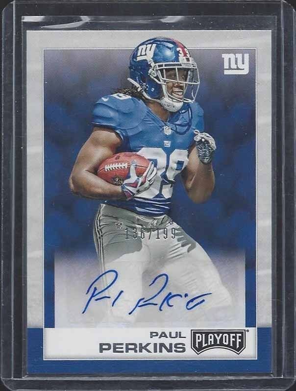 PAUL PERKINS 2016 PANINI PLAYOFF GIANTS ROOKIE AUTO RC #D 136/199