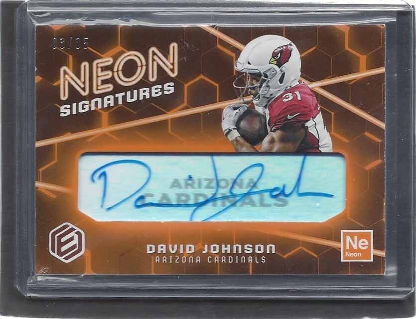 DAVID JOHNSON 2018 PANINI ELEMENTS NEON SIGNATURES ORANGE ON CARD AUTO #D 3/35