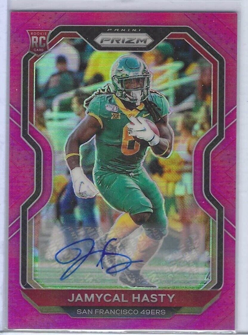 JAMYCAL HASTY 2020 PANINI PRIZM PINK PRIZMS ROOKIE AUTO RC #303
