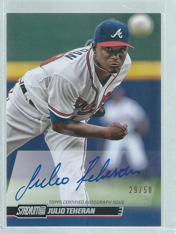 JULIO TEHERAN 2014 TOPPS STADIUM CLUB HOLOFOIL ON CARD AUTO #D 29/50