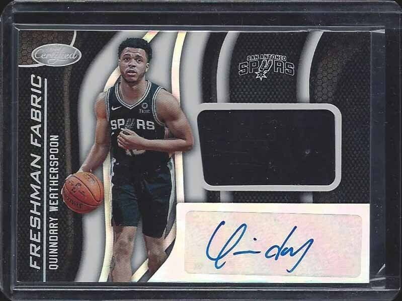 QUINNDARY WEATHERSPOON 2019-20 CERTIFIED FRESHMAN FABRIC ROOKIE JERSEY AUTO RC