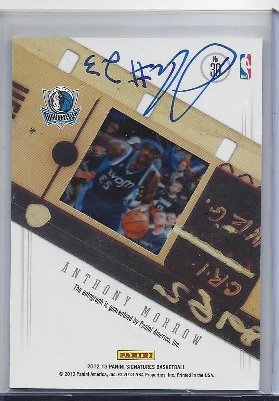 1/1 ANTHONY MORROW 2012-13 PANINI SIGNATURES RED ON CARD AUTO ON BOTH SIDES /25