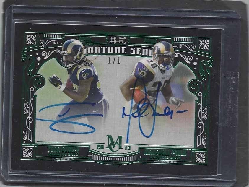 TODD GURLEY MARSHALL FAULK 2015 TOPPS MUSEUM GREEN SIGNATURE DUAL AUTO RC #D 1/1