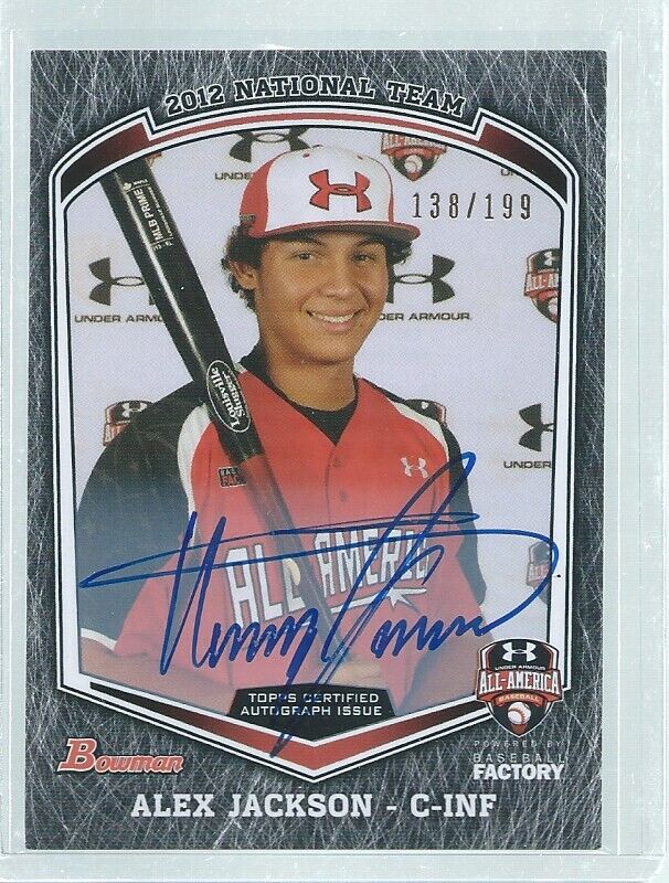 ALEX JACKSON 2012 BOWMAN UNDER ARMOUR ALL AMERICA ON CARD AUTO PROSPECT #D /199