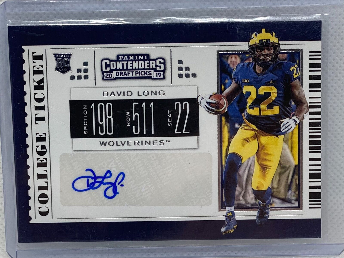 DAVID LONG 2019 CONTENDERS DRAFT PICKS COLLEGE TICKET AUTO RC #292