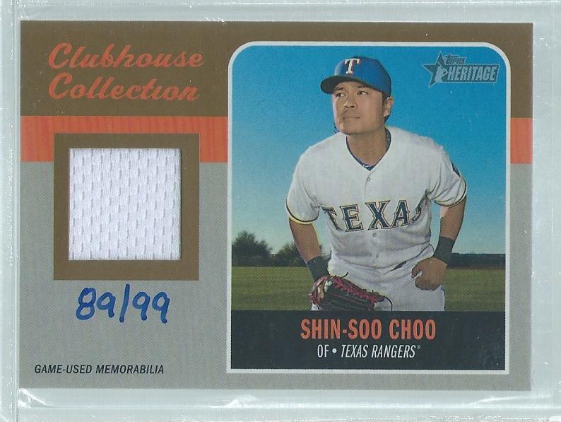 SHIN-SOO CHOO 2019 TOPPS HERITAGE CLUBHOUSE COLLECTION GOLD JERSEY 89/99