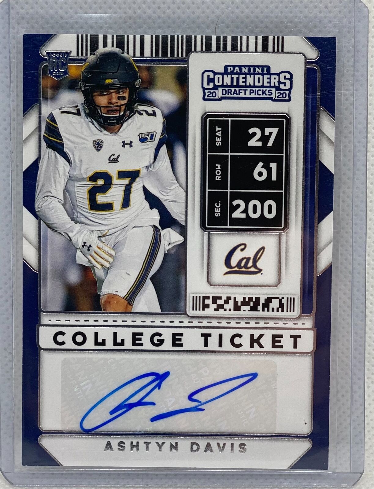 ASHTYN DAVIS PANINI CONTENDERS DRAFT PICKS COLLEGE TICKET AUTO RC #218