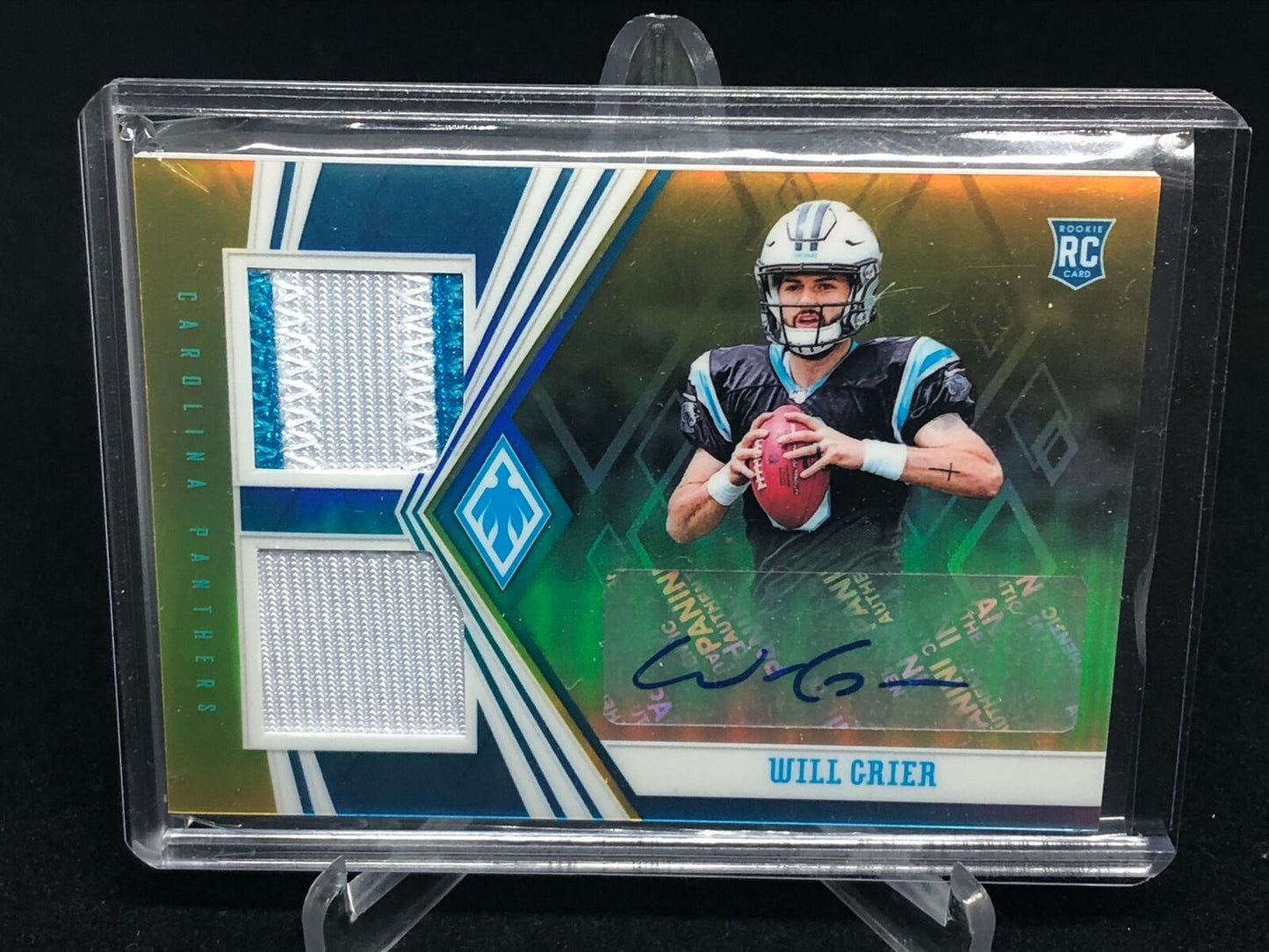 WILL GRIER 2019 PANINI PHOENIX GOLD RPA 2 COLOR DUAL PATCH AUTO RC # 7/25