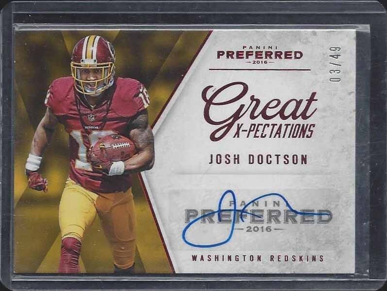 JOSH DOCTSON 2016 PANINI PREFERRED GREAT X-PECTATIONS RED ROOKIE AUTO RC #D 3/49