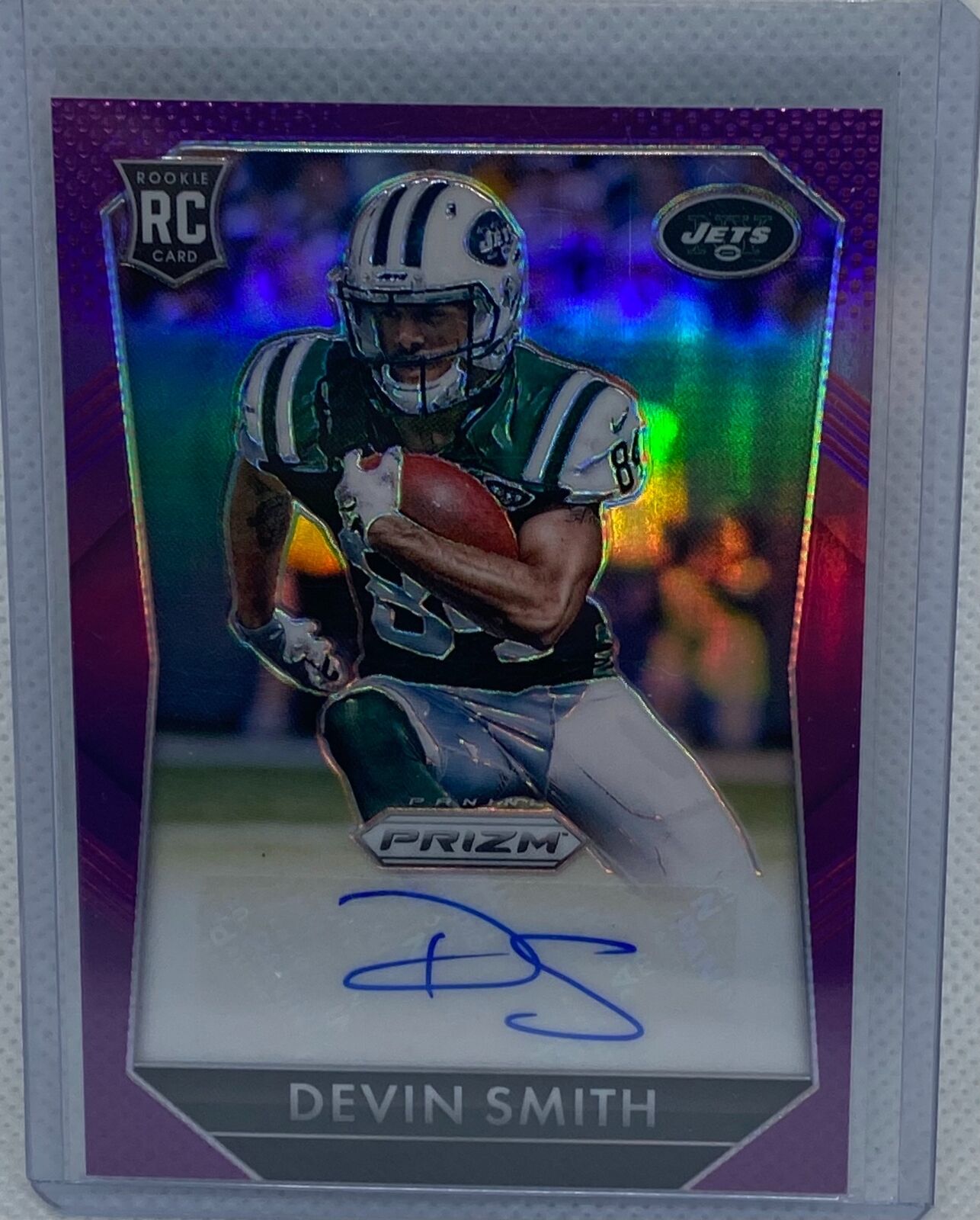 DEVIN SMITH 2015 PANINI PRIZM PURPLE PRIZMS AUTO RC #RS-DS