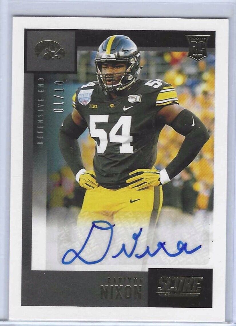 DAVIYON NIXON 2021 PANINI CHRONICLES DRAFT PICKS SCORE BLACK AUTO RC #D /10