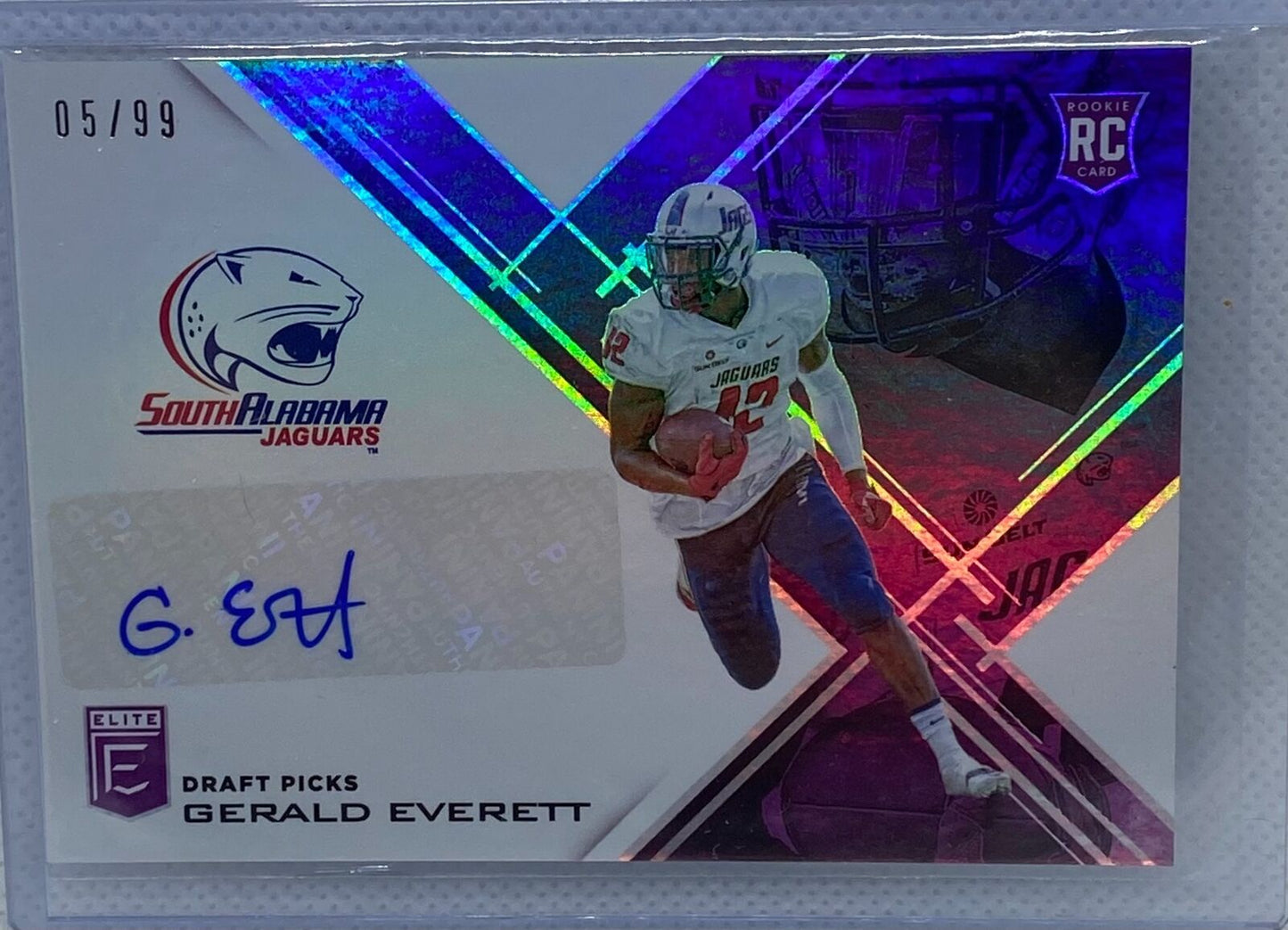 GERALD EVERETT 2017 PANINI ELITE DRAFT PICKS PURPLE AUTO RC #D /99
