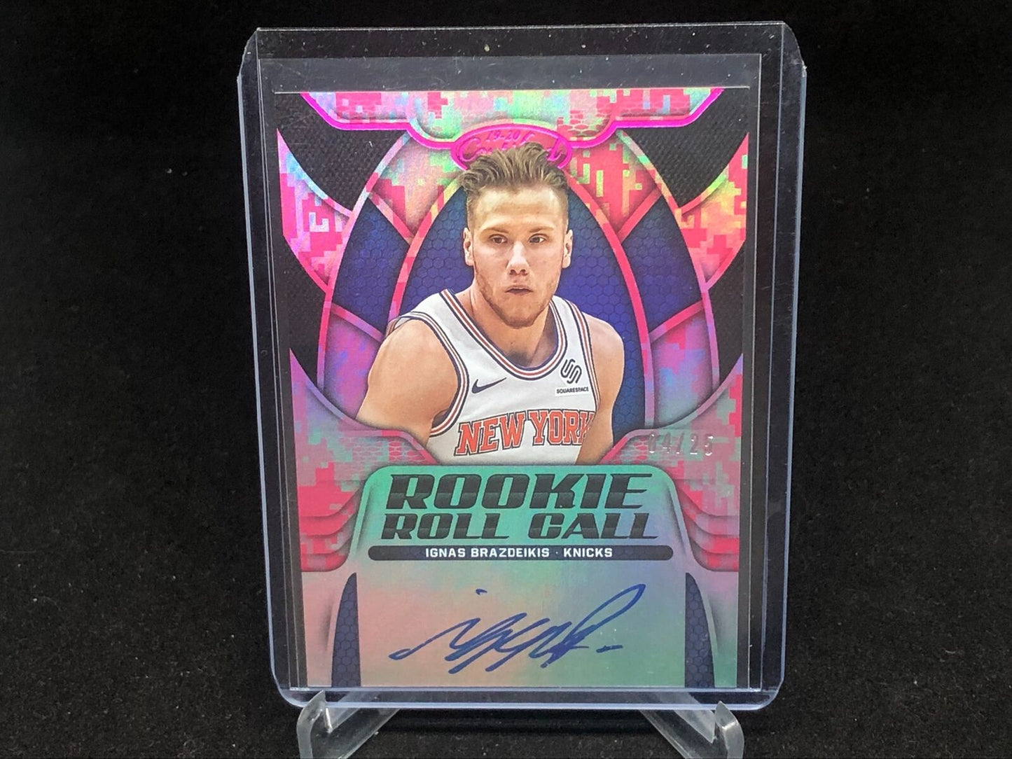 IGNAS BRAZDEIKIS 2019-20 CERTIFIED ROOKIE ROLL CALL PINK CAMO AUTO RC #D 4/35