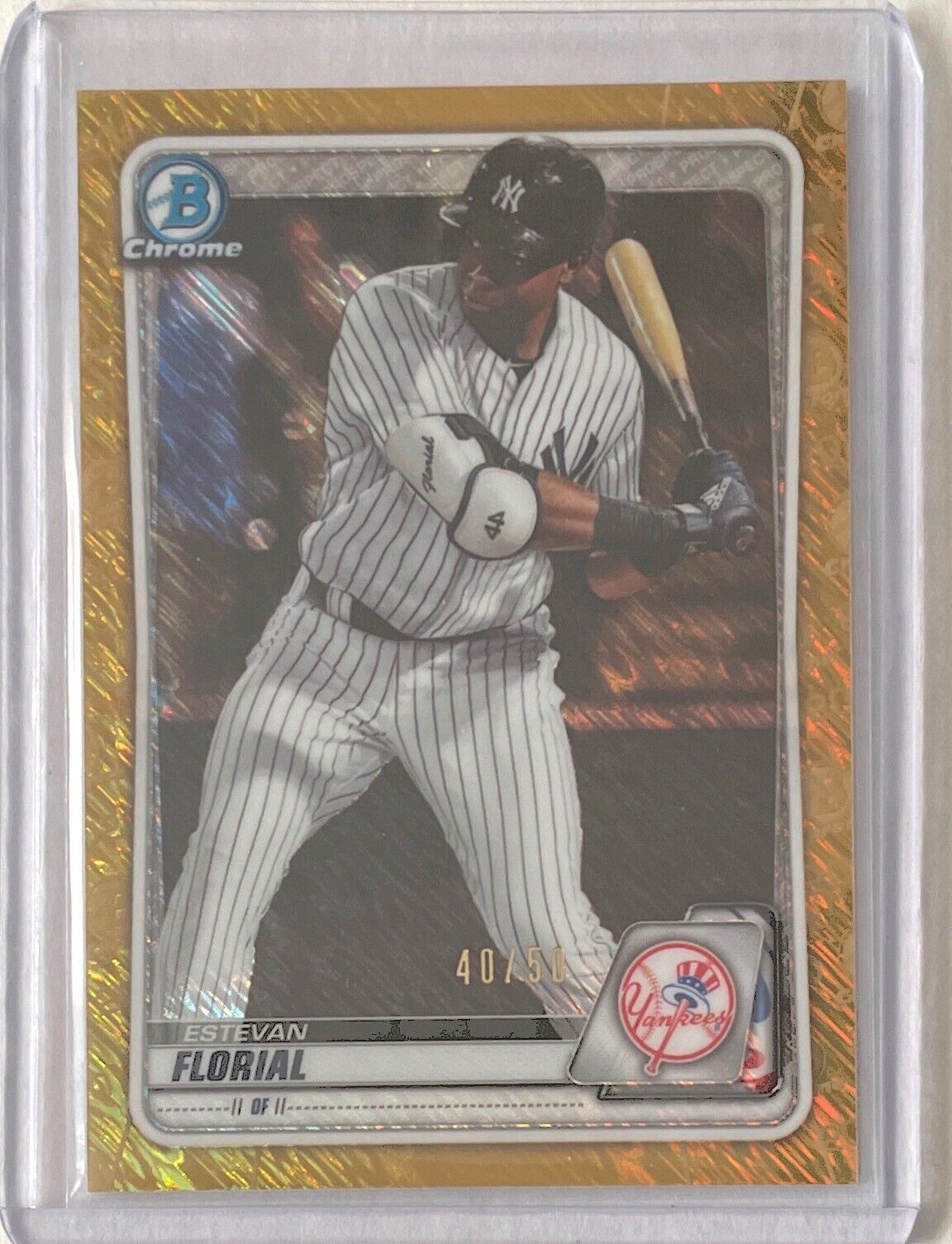 ESTEVAN FLORIAL 2020 BOWMAN CHROME PROSPECTS GOLD SHIMMER REFRACTOR #D 40/50