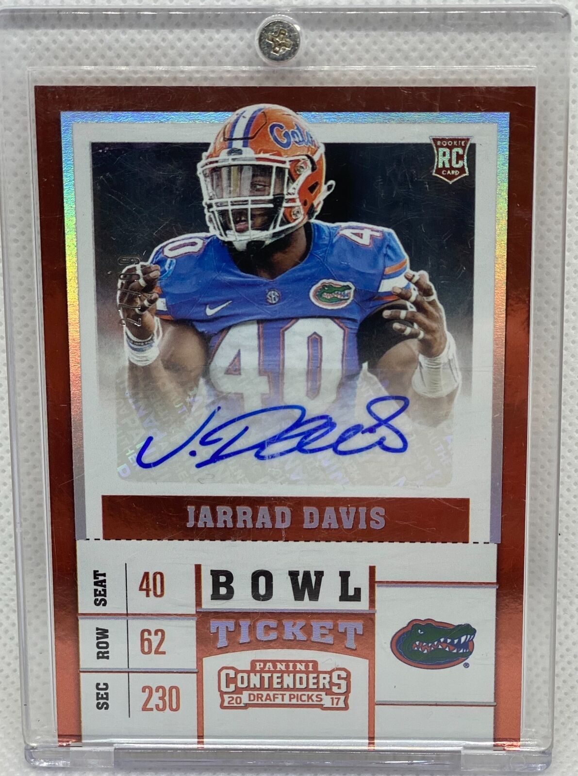 JARRAD DAVIS 2017 PANINI CONTENDERS DRAFT PICKS BOWL TICKET AUTO RC #D 27/99