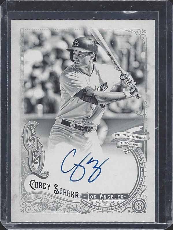 COREY SEAGER 2017 TOPPS GYPSY QUEEN BLACK & WHITE ON CARD AUTO #D 7/99