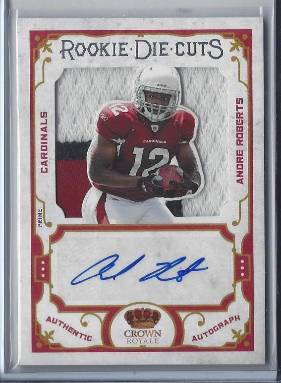 ANDRE ROBERTS 2010 CROWN ROYALE DIE CUT SILHOUETTE 3 COLOR PATCH AUTO RC #D 7/10
