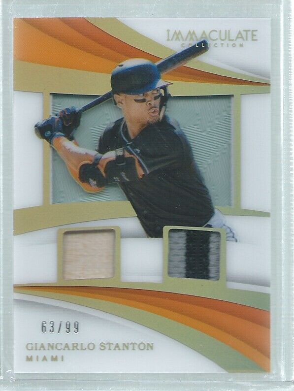 GIANCARLO STANTON 2018 IMMACULATE DUAL PATCH BAT #D 63/99