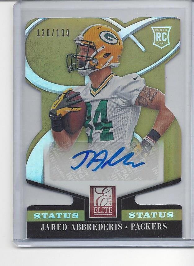 JARED ABBREDERIS 2014 ELITE STATUS GOLD PACKERS ROOKIE AUTO RC #D 120/199
