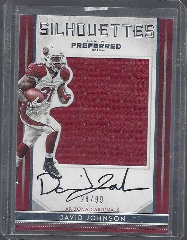 DAVID JOHNSON 2016 CROWN PREFERRED SILHOUETTE JUMBO JERSEY ON CARD AUTO #D 28/99