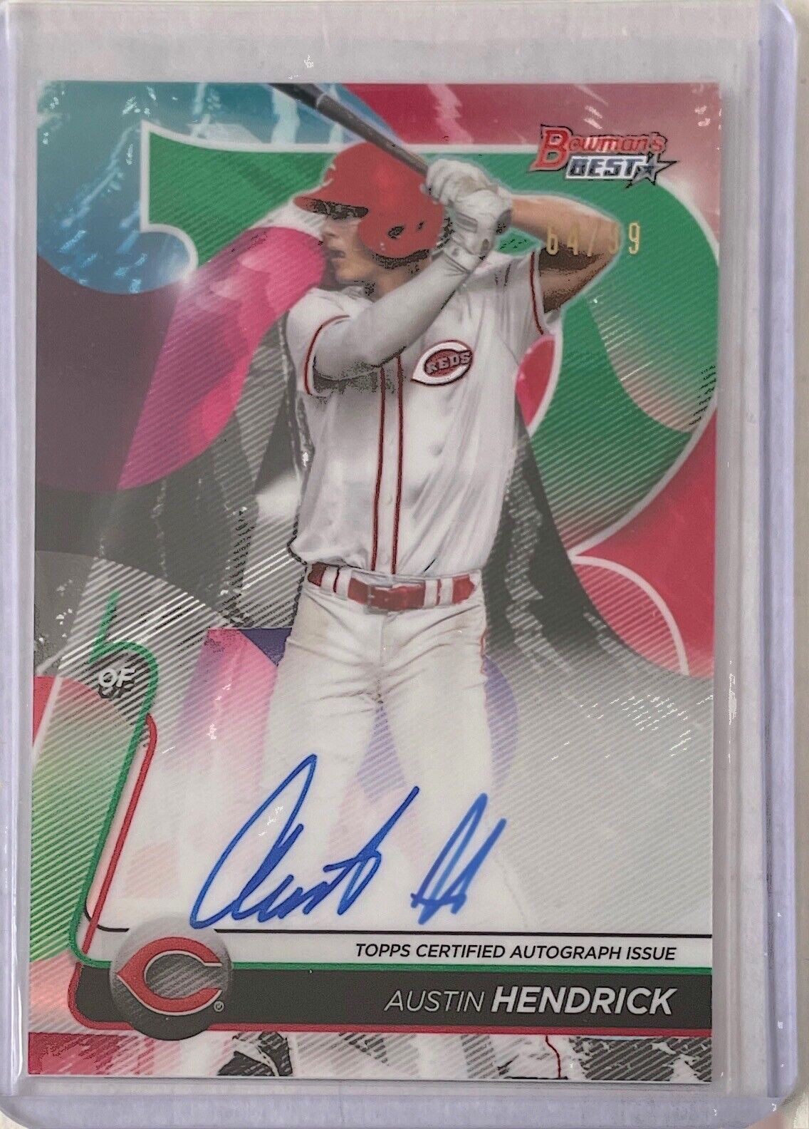 AUSTIN HENDRICK 2020 BOWMAN'S BEST OF 2020 ON CARD AUTO GREEN REFRACTOR #D 64/99