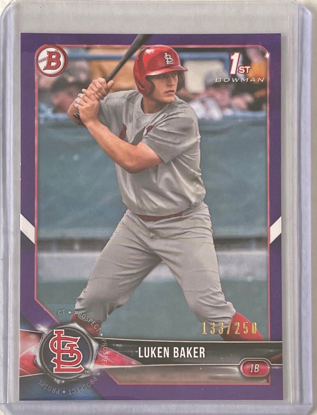LUKEN BAKER 2018 BOWMAN PAPER 1ST PROSPECT PURPLE #D 133/250