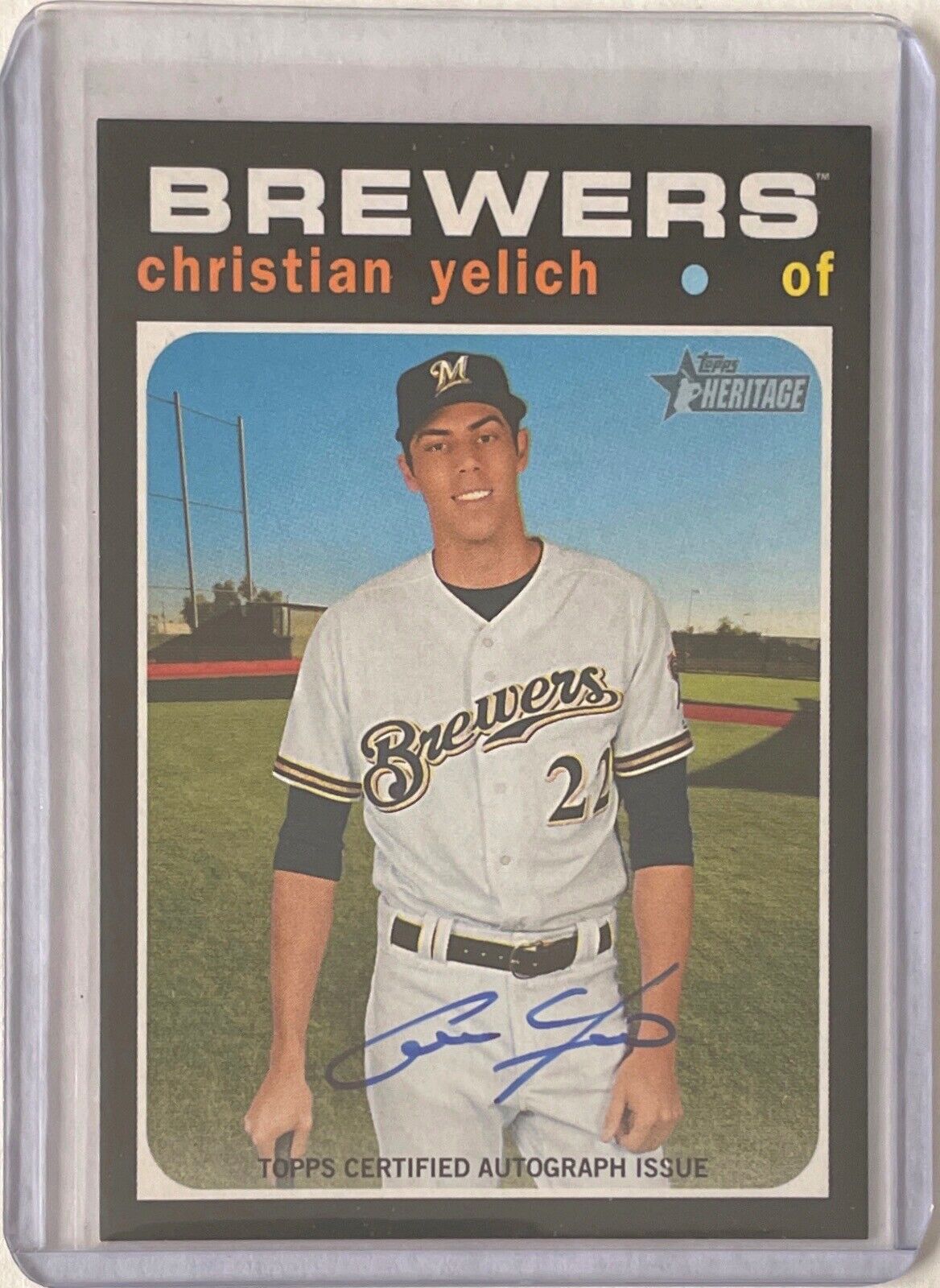 CHRISTIAN YELICH 2020 TOPPS HERITAGE REAL ONE ON CARD AUTO #ROA-CYE