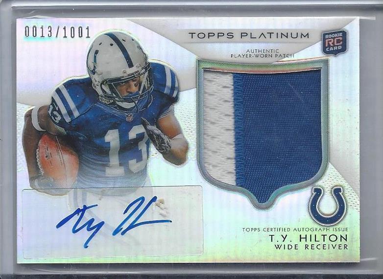 1/1 T.Y. HILTON 2012 PLATINUM REFRACTOR PATCH AUTO RC #D 13/1001 HIS JERSEY #13!