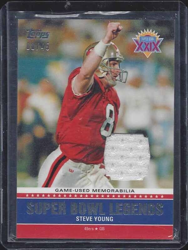 1/1 STEVE YOUNG 2011 TOPPS SUPER BOWL LEGENDS XXIX GAME USED JERSEY #D 8/45 JSY#