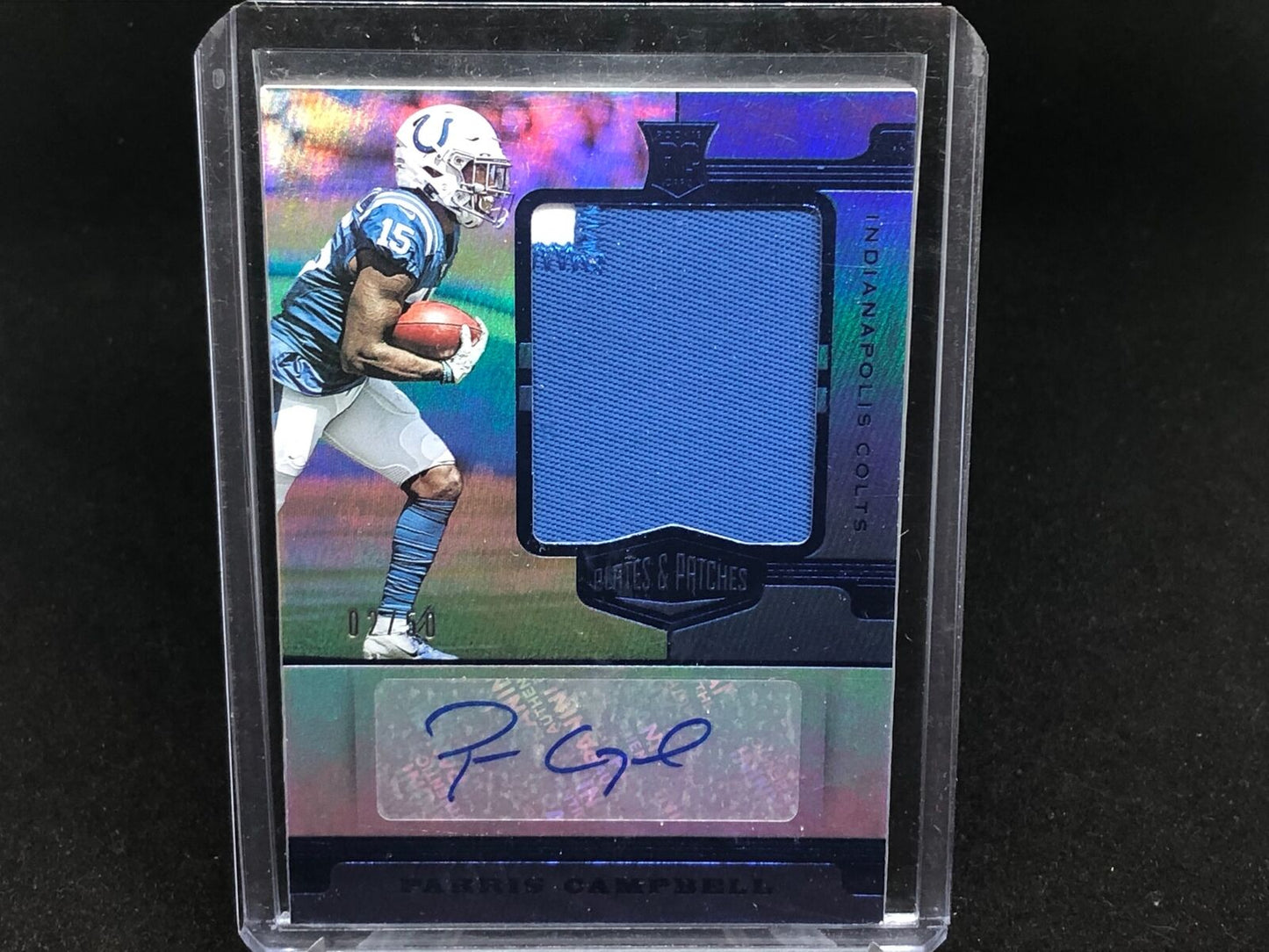 PARRIS CAMPBELL 2019 PANINI PLATES & PATCHES 2 CLR BLUE PATCH AUTO RC #D 2/50