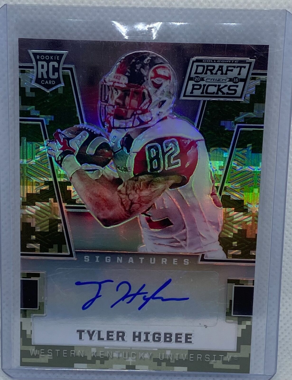 TYLER HIGBEE 2016 PANINI COLLEGIATE DRAFT PICKS CAMO PRIZM AUTO RC #D 98/199