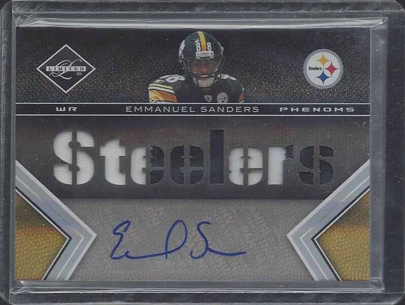 EMMANUEL SANDERS 2010 LIMITED SPOTLIGHT RPA ROOKIE PATCH AUTO RC #D 1/199
