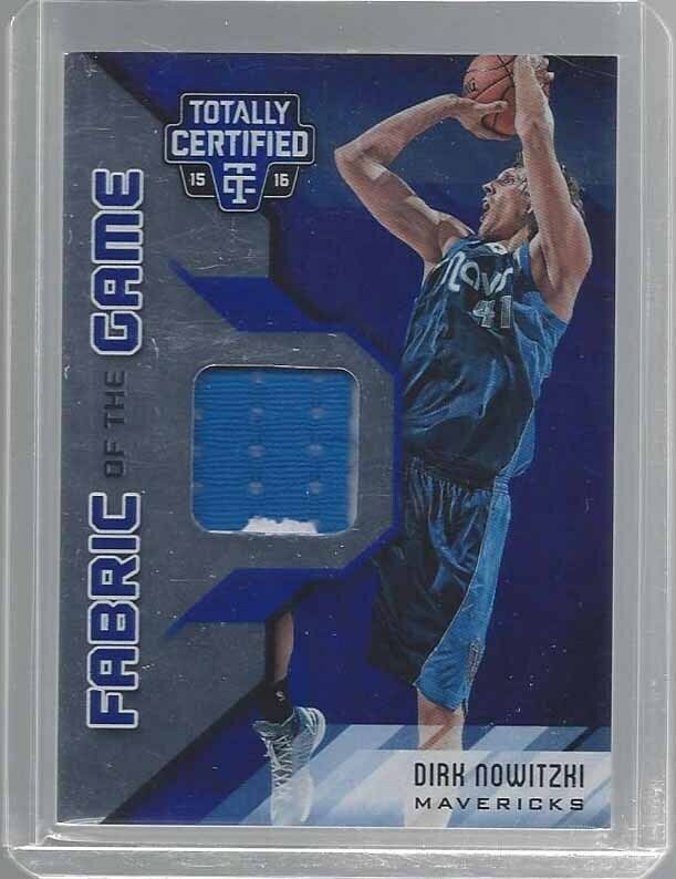 DIRK NOWITZKI 2015-16 TOTALLY CERTIFIED FABRIC OF THE GAME BLUE PATCH #D 1/99