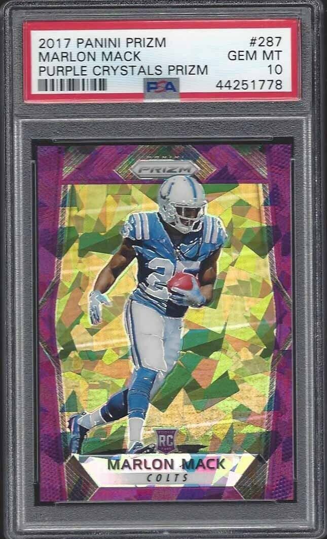 MARLON MACK 2017 PANINI PRIZM PURPLE CRYSTALS ROOKIE PRIZMS RC /75 PSA 10 POP 3