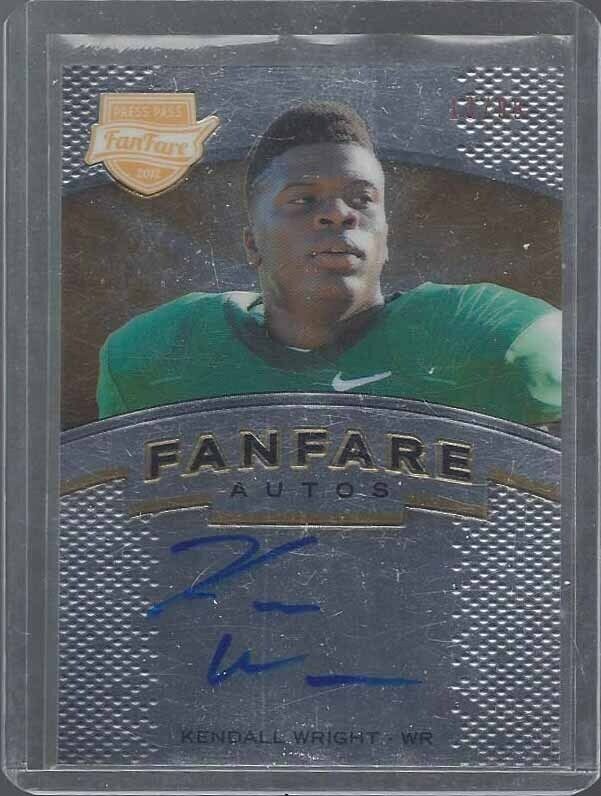 1/1 KENDALL WRIGHT 2012 PRESS PASS FANFARE AUTO RC #D 13/99 HIS JERSEY NUMBER 13