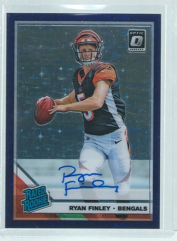 RYAN FINLEY 2019 DONRUSS OPTIC RATED ROOKIE AUTO PRIZM PURPLE STARS RC #D 3/50