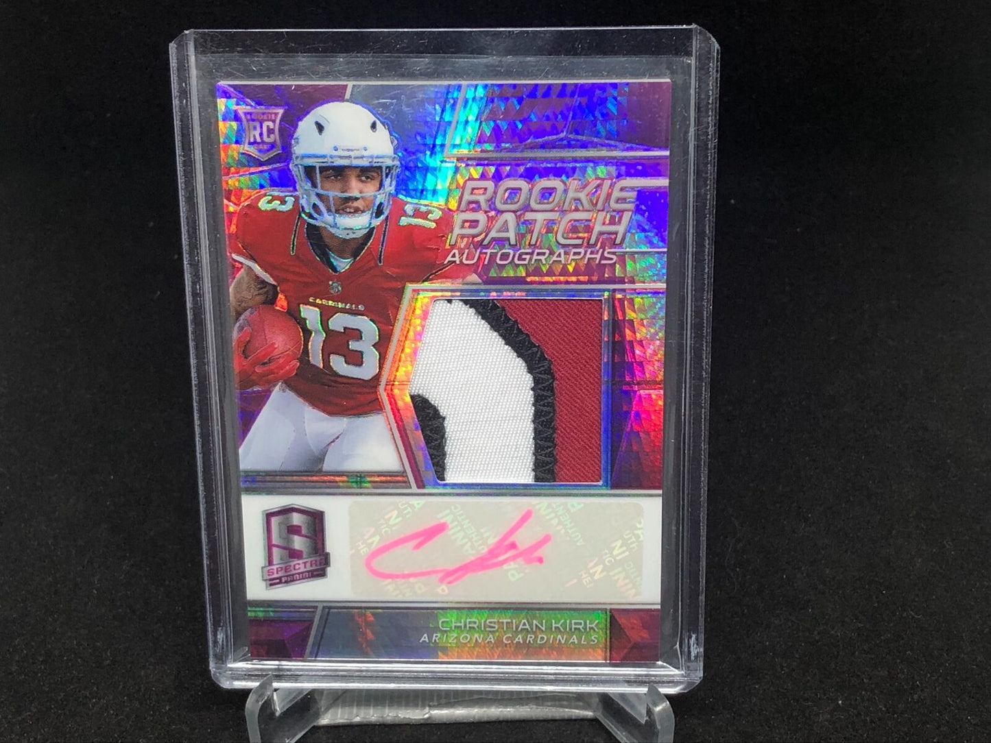 CHRISTIAN KIRK 2018 PANINI SPECTRA PINK 3 CLR PATCH AUTO RC #D 7/25