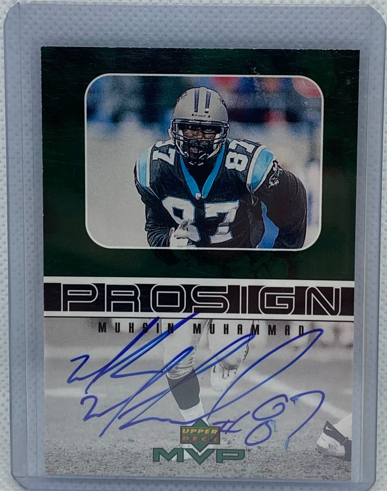 MUHSIN MUHAMMAD 1999 UPPER DECK PROSIGN ON CARD AUTO #MM