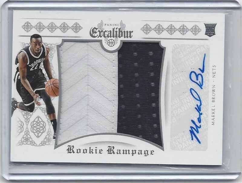 MARKEL BROWN 2014-15 PANINI EXCALIBUR JUMBO 2 COLOR NETS ROOKIE PATCH AUTO RC #4