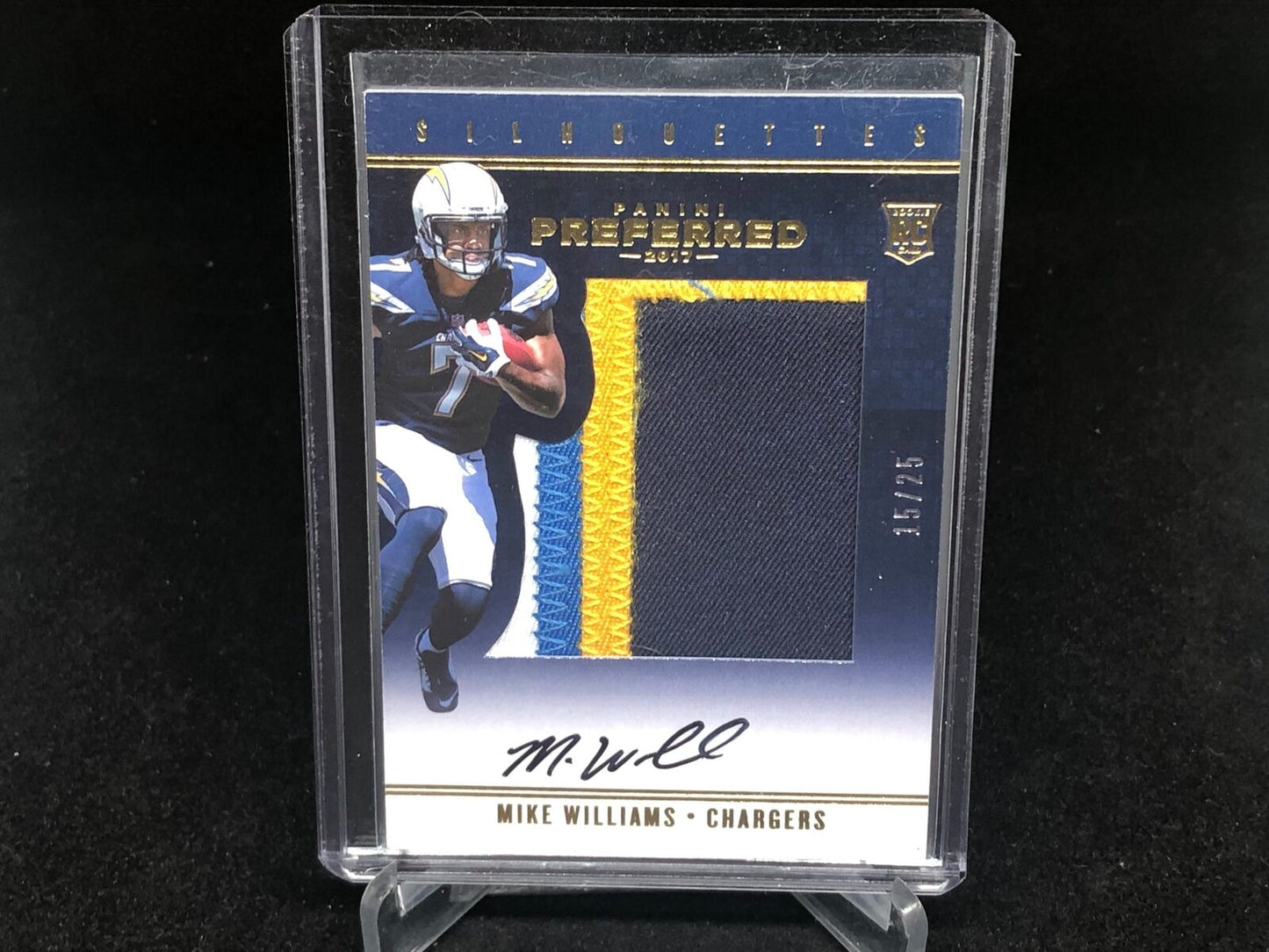 MIKE WILLIAMS 2017 PANINI PREFERRED SILHOUETTES 4 CLR PATCH AUTO RC #D 15/25