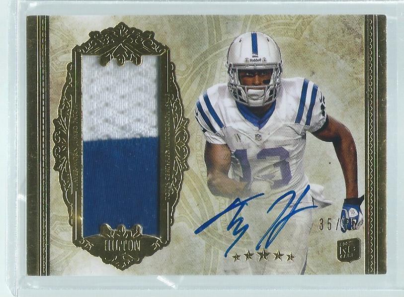 T.Y. HILTON 2012 TOPPS FIVE STAR RPA 2 COLOR PATCH ON CARD AUTO RC #D 35/55
