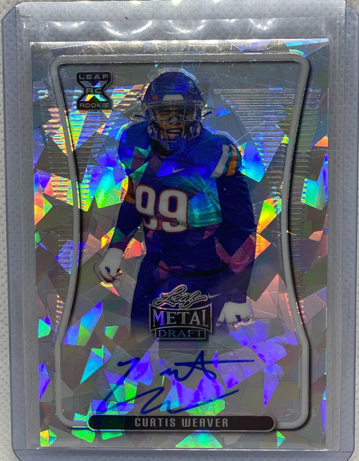CURTIS WEAVER LEAF METAL DRAFT SILVER CRACKED ICE AUTO RC #D 23/30