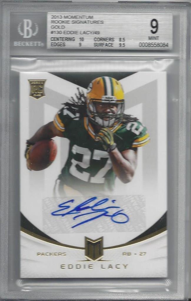 EDDIE LACY 2013 MOMENTUM GOLD ROOKIE AUTO RC #D 47/49 BGS 9 w/ 10 AUTO POP 2