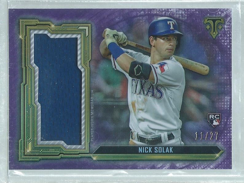 NICK SOLAK 2020 TOPPS TRIPLE THREADS JERSEY PURPLE ROOKIE RC #D 11/27