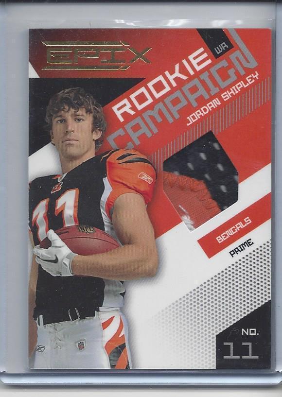 1/1 JORDAN SHIPLEY 2010 EPIX ROOKIE CAMPAIGN 3 CLR PATCH RC #D 11/99 JERSEY #11!