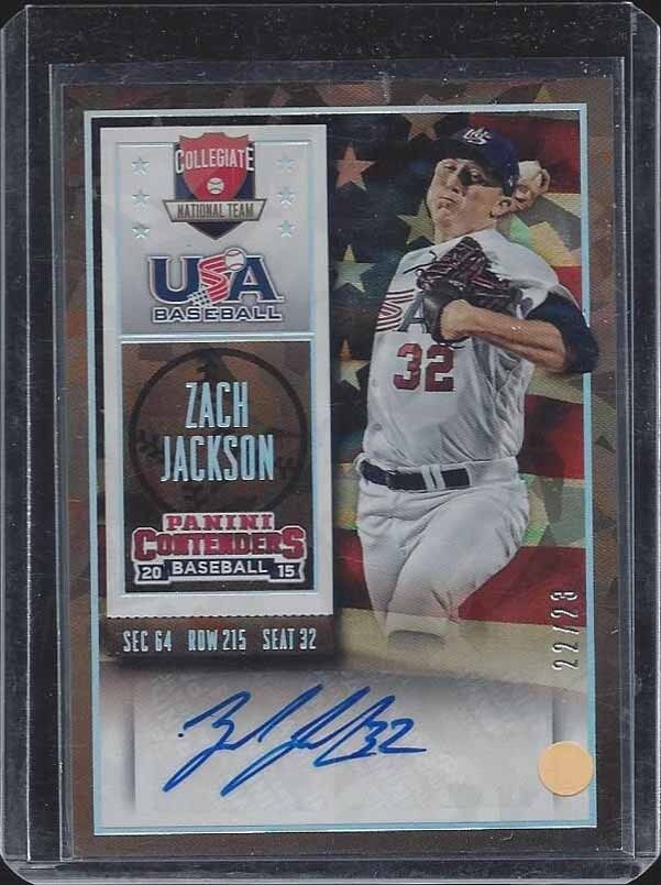 ZACH JACKSON 2015 PANINI CONTENDERS USA CRACKED ICE PROSPECT AUTO #D 22/23