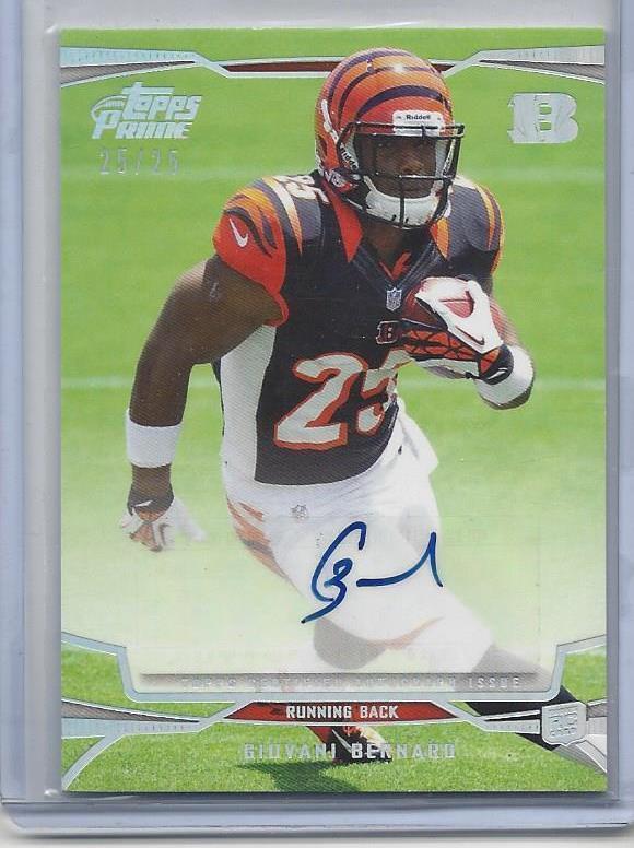 1/1 GIOVANI BERNARD 2013 TOPPS PRIME SILVER RAINBOW AUTO RC #D 25/25 JERSEY #25!