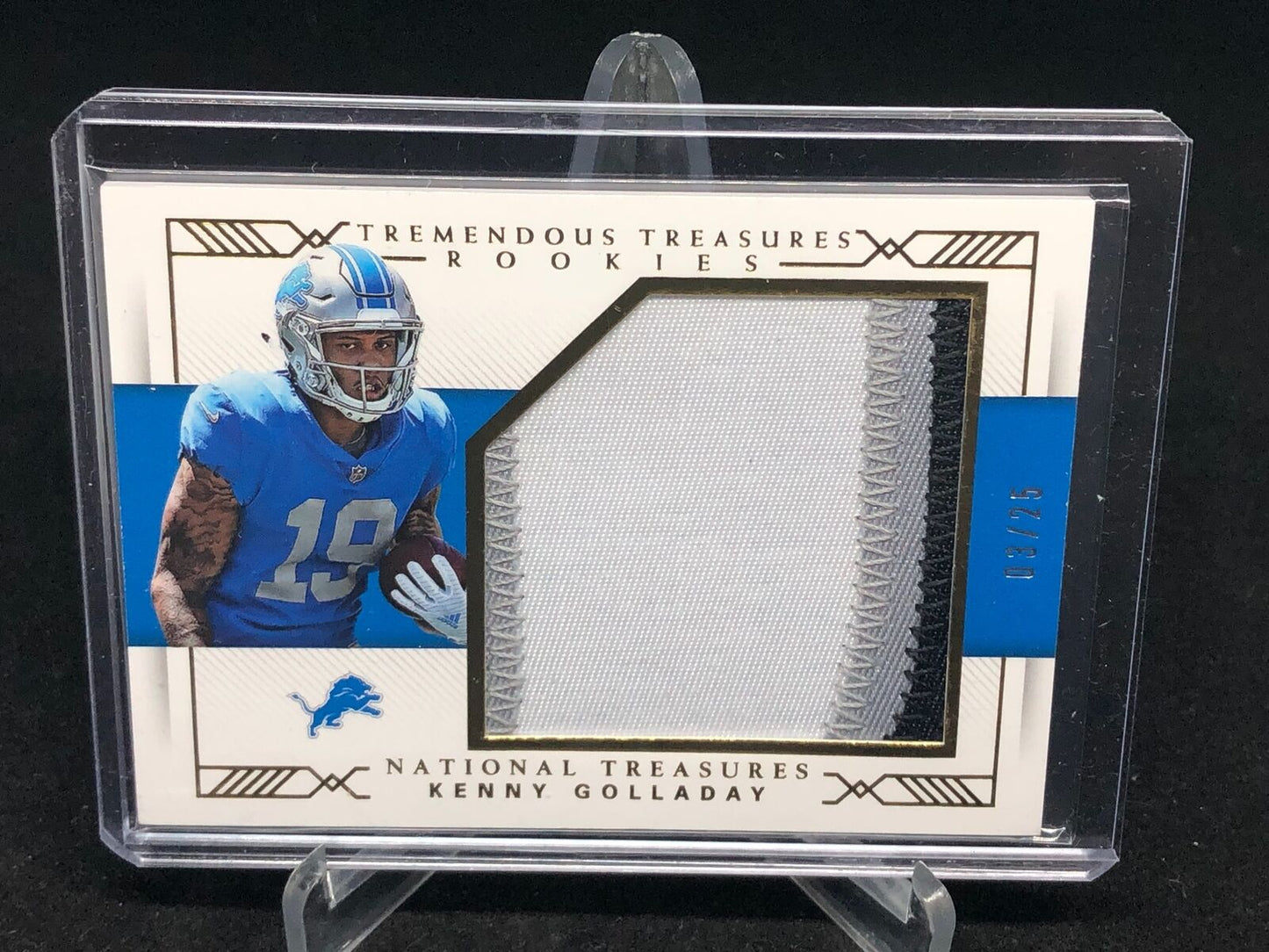 KENNY GOLLADAY 2017 PANINI NATIONAL TREASURES 3 COLOR JUMBO PATCH RC #D 3/25