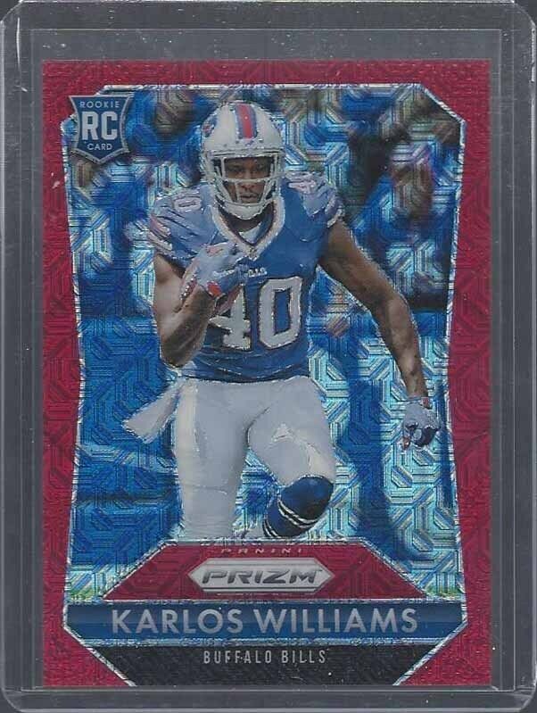 1/1 KARLOS WILLIAMS 2015 PANINI PRIZM RED MOJO PRIZMS RC #D 29/99 HIS JERSEY #29
