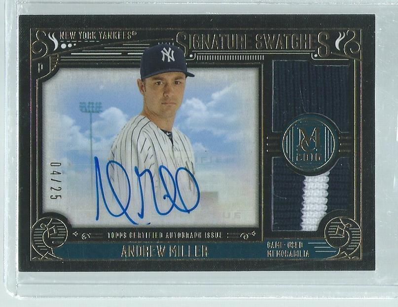 ANDREW MILLER 2016 TOPPS MUSEUM GOLD SIGNATURE SWATCHES DUAL PATCH AUTO #D 4/25